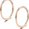 Lantine Rose Gold Hinged 20G 18G 16G Nose Rings Hoops 6Mm 8Mm 10Mm 12Mm 14Mm 16Mm Septum Ring Clicker Cartilage Helix Hoop Earrings Set | Body Piercing Rings