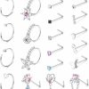 YADOCA Yadoca 20Pcs Dangle Nose Rings Hoops Stainless Steel L Shaped Nose Ring Studs For Women Men 20G Cz Heart Butterfly Nose Piercing Jewelry | Body Piercing Rings