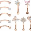 EVISPOL Evispol 10Pcs Eyebrow Piercing Jewelry Eyebrow Rings 16G Curved Barbell Cartilage Earring Lip Belly Rings Daith Rook Earrings Helix Conch Piercing Tragus Earrings For Women Men | Body Piercing Rings