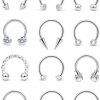 Lcolyoli Lcolyoli Septum Rings 16G Surgical Steel Septum Jewelry Smiley Piercing Jewelry Daith Rook Earrings For Women Men Horseshoe Hoop Earring Cz Heart Butterfly Nose Rings 10Mm | Body Piercing Rings