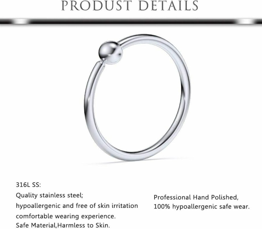 Hoeudjo Hoeudjo 24Pcs 14G 16G 20G Surgical Steel Horseshoe Captive Bead Nose Septum Hoop Rings Eyebrow Lip Ear Tragus Cartilage Nipple Piercing Jewelry For Women Men 8Mm 10Mm 12Mm 14Mm 16Mm | Body Piercing Rings