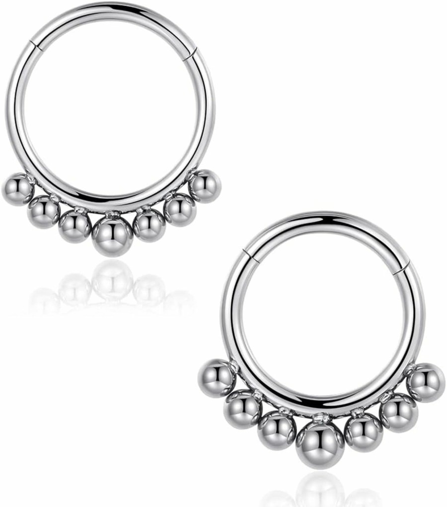 Lantine 10Mm 8Mm Teardrop Septum Ring 16G 316 Stainless Steel Ball Snake Daith Piercing Jewelry Hinged Clicker Rook Snug Tragus Cartilage Hoop Earring | Body Piercing Rings