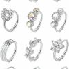 ZZHDCC Zzhdcc Nose Hoops Silver Nose Rings Multi Shaped Moon Heart Star Nose Rings Hoops Lip Septum Cartilage Nose Piercing Jewelry 12Pcs Hoop Nose Ring Set 20G 8Mm Nose Hoop For Women Men | Body Piercing Rings