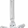 AVORA Avora 10K Gold Simulated Diamond Cz Floral Belly Button Ring Body Jewelry (14 Gauge) | Body Piercing Rings